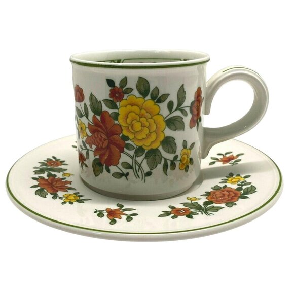 Villeroy and Boch Summerday Tea Cups with Saucers Lot of 3 Vintage Flowers 1970s - Picture 2 of 13